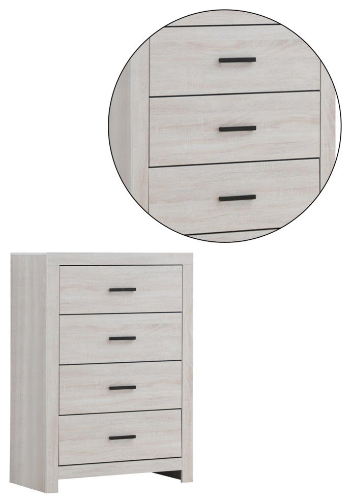4 Drawers Wooden Chest, Coastal White