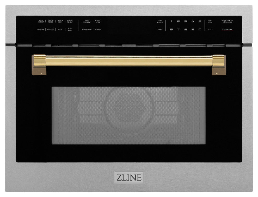 ZLINE 24" Microwave Oven, DuraSnow With Gold MWOZ-24-SS-G