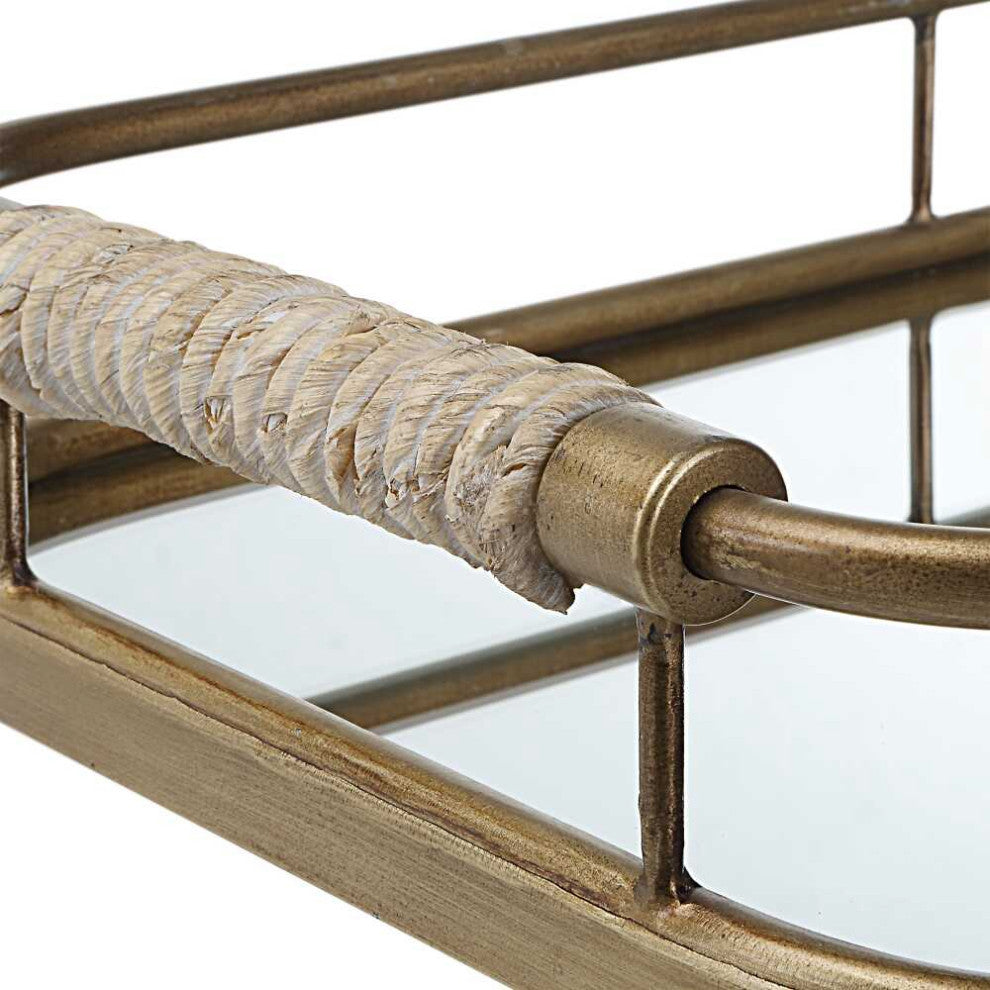 Uttermost 18014 Rosea Brushed Gold Trays, Set of 2