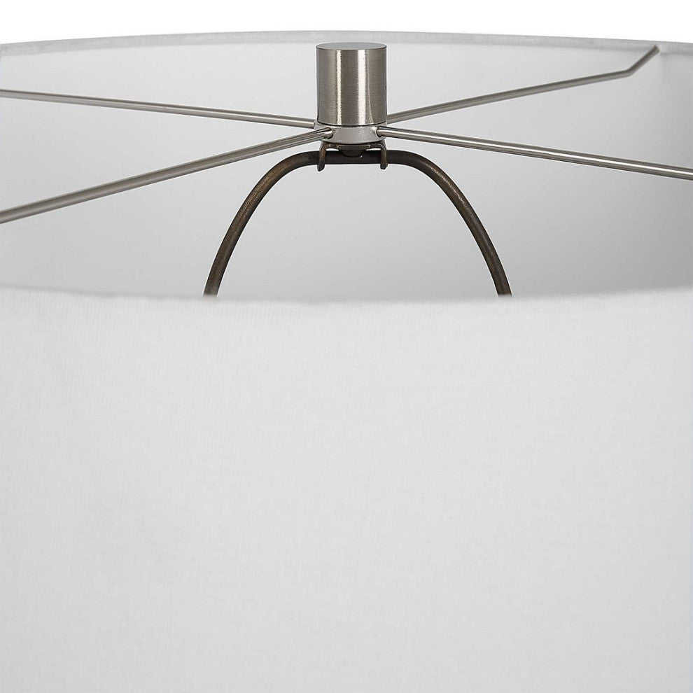 Classic Chalk White Carved Ceramic Table Lamp 29 in Matte Round Textured