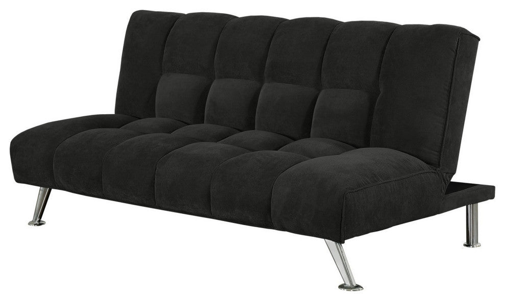 Benzara BM286431 Sofa Bed, Pocket Coils and Spring, Stylish Tufted Black Fabric