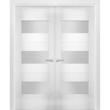 Interior French Double Doors Opaque Glass / Sete 6003 White Silk /56x80