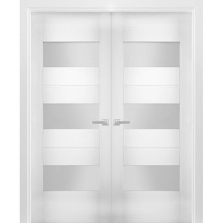 Interior French Double Doors Opaque Glass / Sete 6003 White Silk /56x80