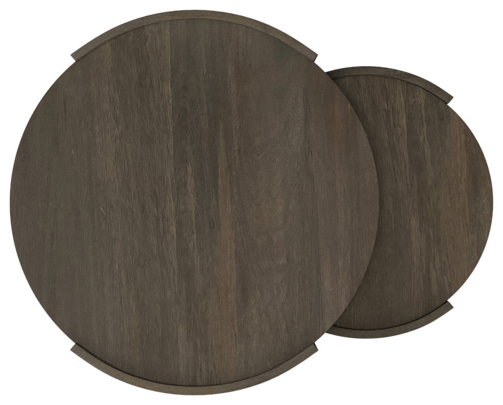 Robin Solid Mango Wood 2 Piece Nesting Table, Ash Grey