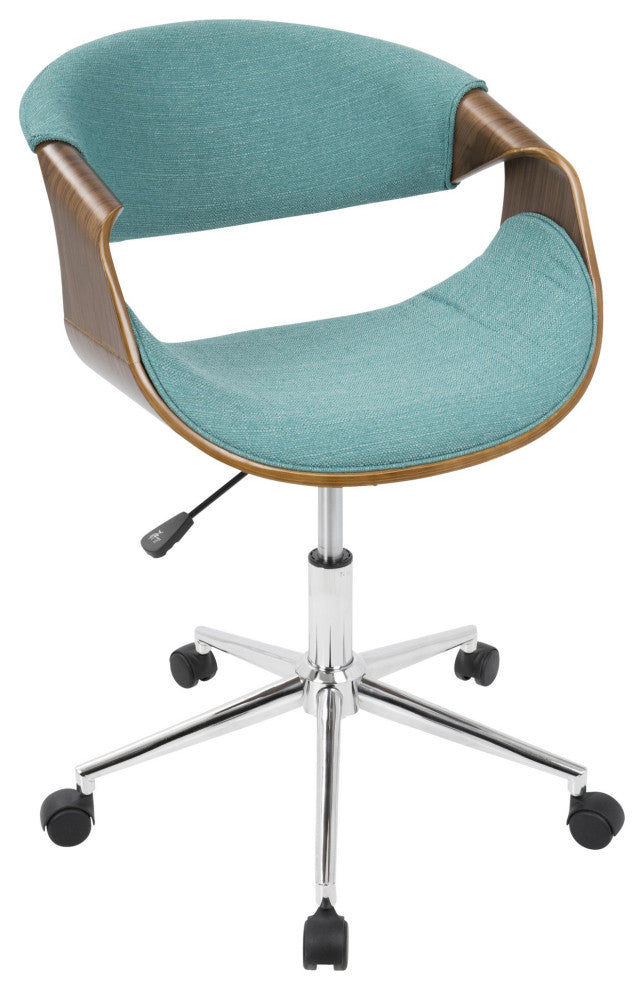 Curvo Mid-Century Modern Office Chair, Walnut/Teal
