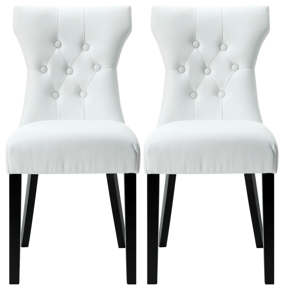 Modern White Silhouette Dining Chairs Set of 2