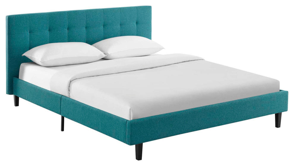 Teal Linnea Queen Fabric Bed