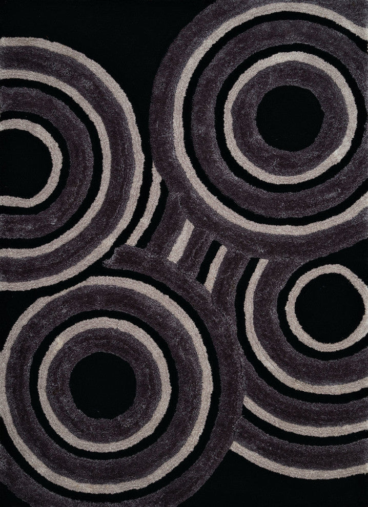 United Weavers Finesse Records Geometric Rug, Black (2100-20570), 1'10"x3'0"