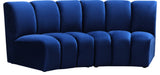 Infinity Channel Tufted Velvet Modular Chair, Navy, 2 Piece