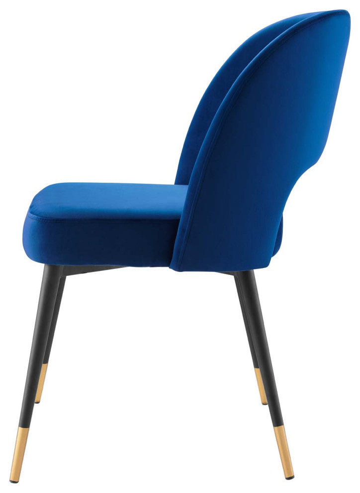 Side Dining Chair, Velvet, Blue Navy, Modern, Cafe Bistro Restaurant Hospitality