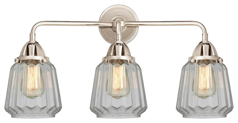288-3W-PN-G142 Chatham 3 Light 24" Bath Vanity Light, Polished Nickel