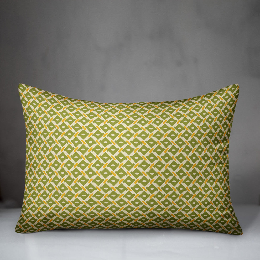 Whimsical Diamond Pattern in Green Throw Pillow