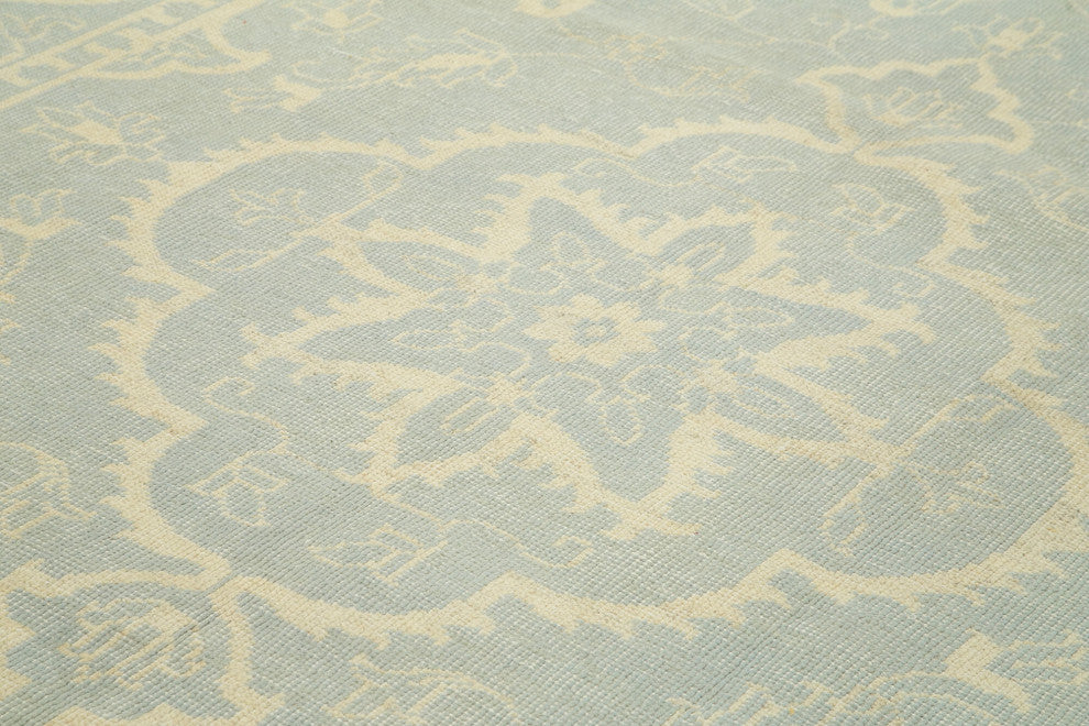Rug N Carpet - Handwoven Oriental 8' 11" x 11' 11" Pastel Beige Oushak Rug