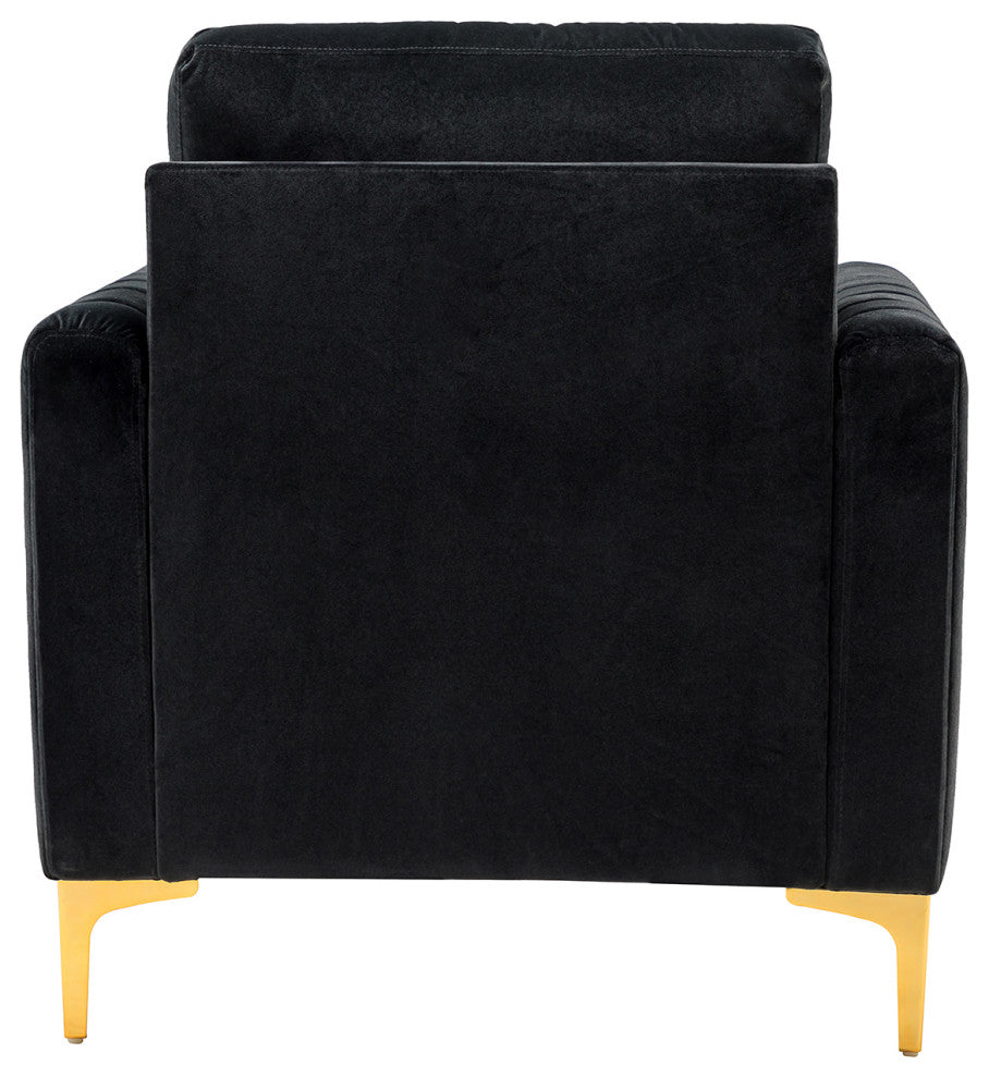 Velvet Comfor Club Chair With Arms&Metal Legs, Black