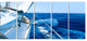 Tourism Yacht Sailing in Blue Sea, Seashore Canvas Wall Art, 60"x28", 5 Panels