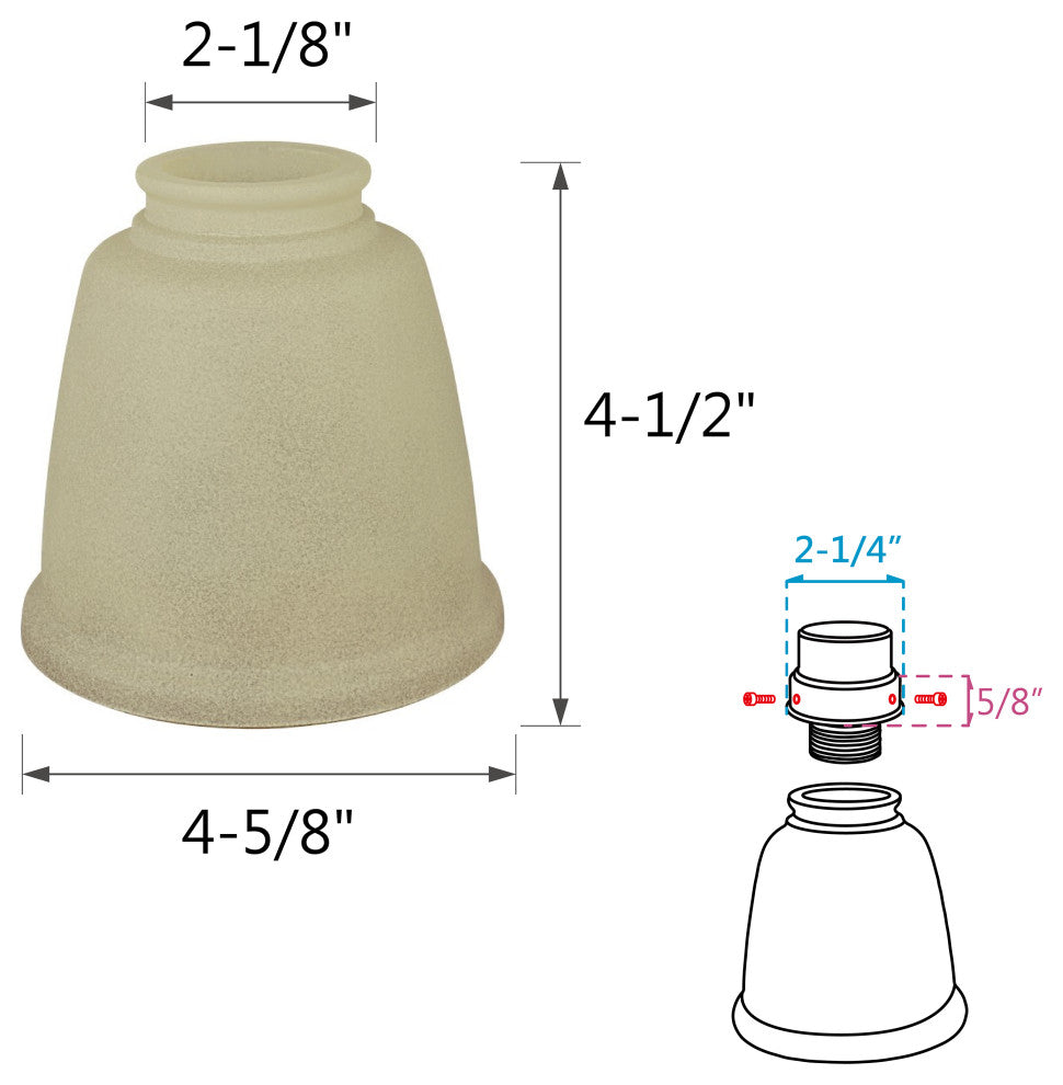 23104-4 Replacement Bell Shaped Antique Glass Shade, 4 Pack