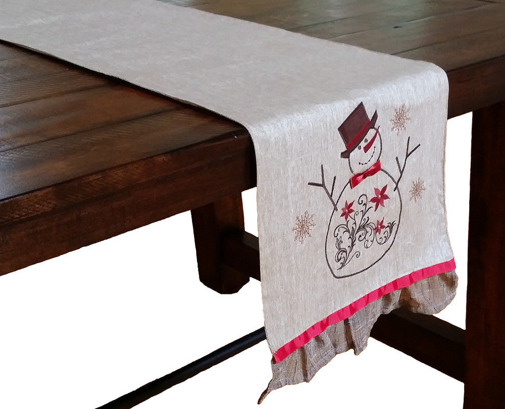 Snowman Embroidered Collection Table Runner, 13x72