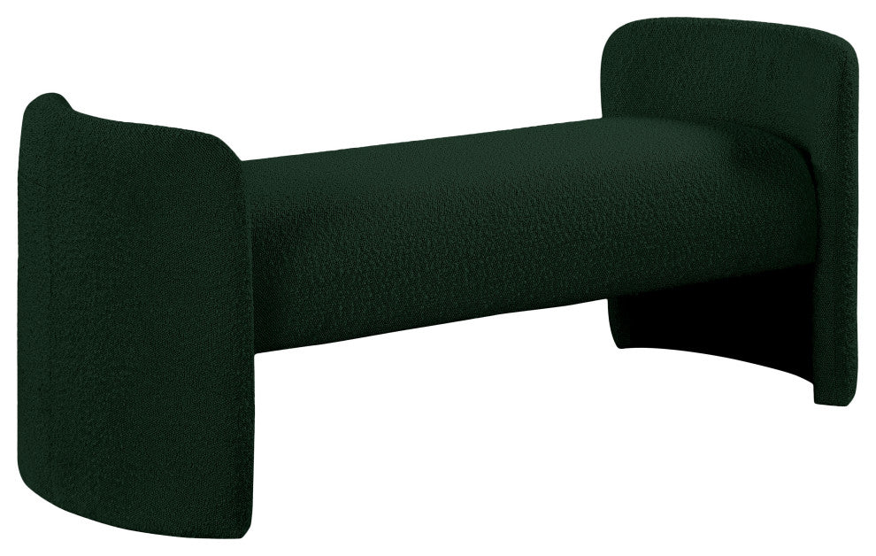 Peyton Boucle Fabric Upholstered Bench, Green