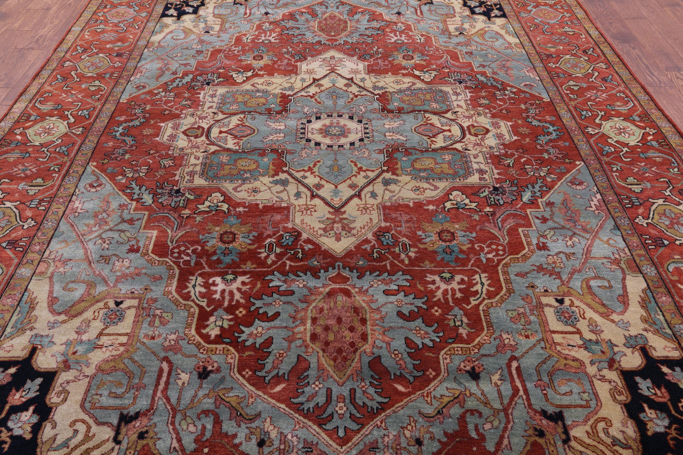 Hand Knotted Persian Fine Serapi Wool Rug 9' 0" X 11' 10" - Q14700
