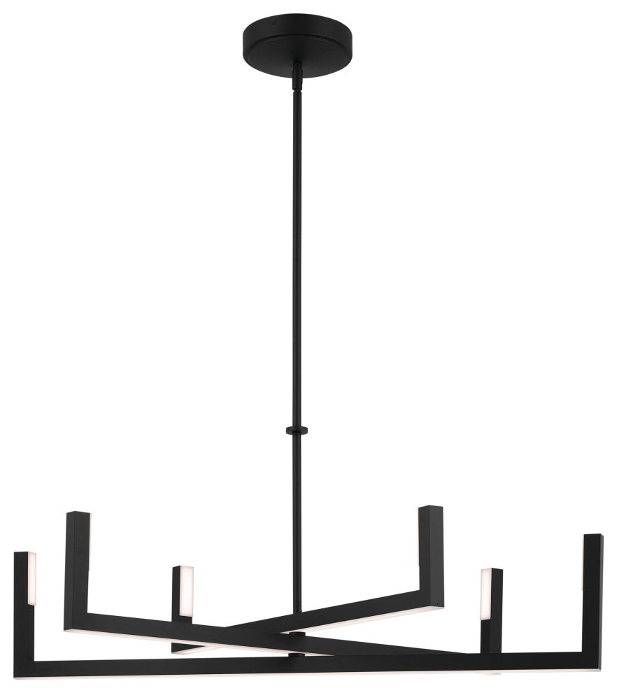 Priam 43.75" 6 Light LED Chandelier, Matte Black