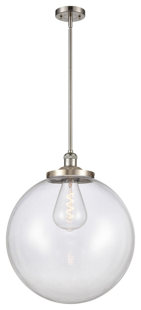 Beacon Pendant, Brushed Satin Nickel, Clear