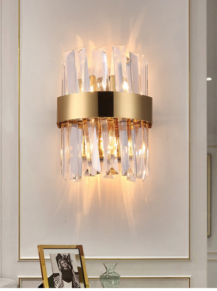 LED Crystal Wall Fixture for bedside., Chrome
