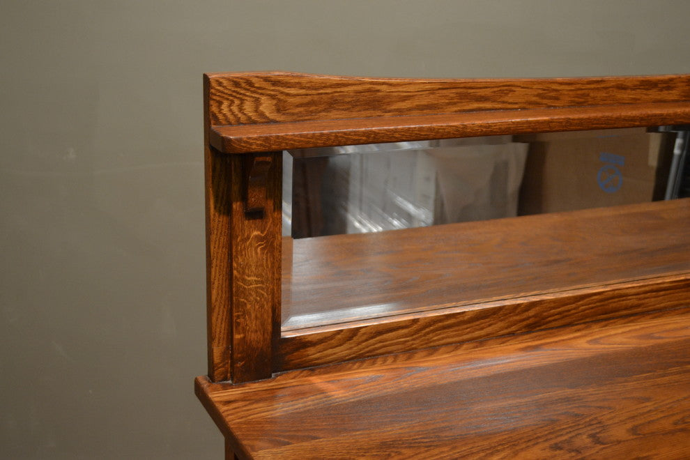 Mission Solid Oak Sideboard Buffet With Back Mirror