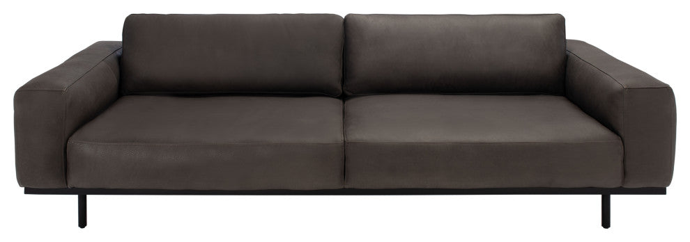 Safavieh Couture Elyssa Leather Sofa, Graphite