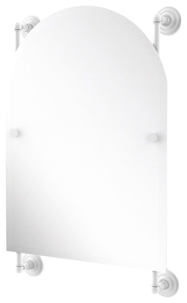 Prestige Que New Arched Top Frameless Rail Mounted Mirror, Matte White