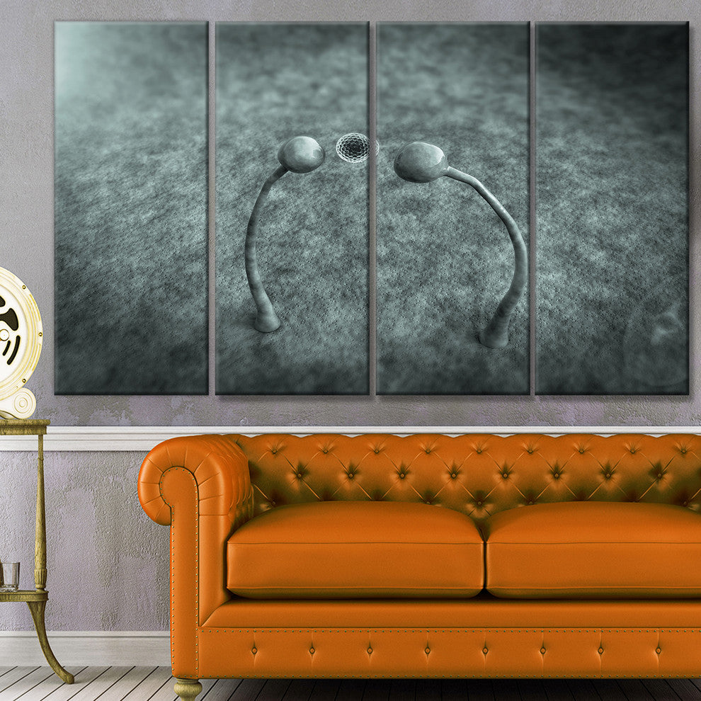 Fungus on Leather Surface, Landscape Canvas Art Print, 48"x28", 4 Panels