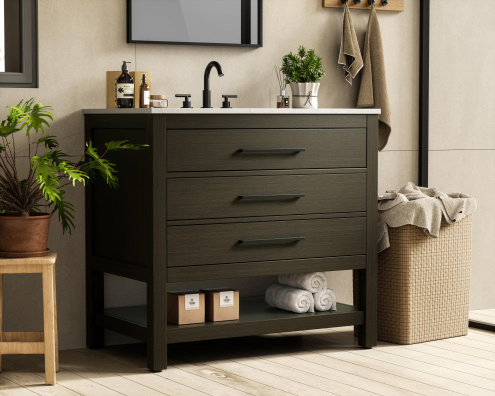 Home Living 36" Single Bathroom Vanity, Mocha Brown