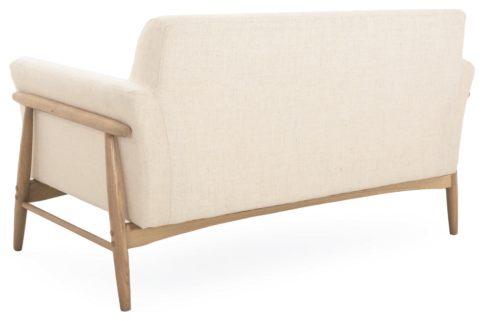 Salsa Uphostered Elm Wood Frame Loveseat, Beige