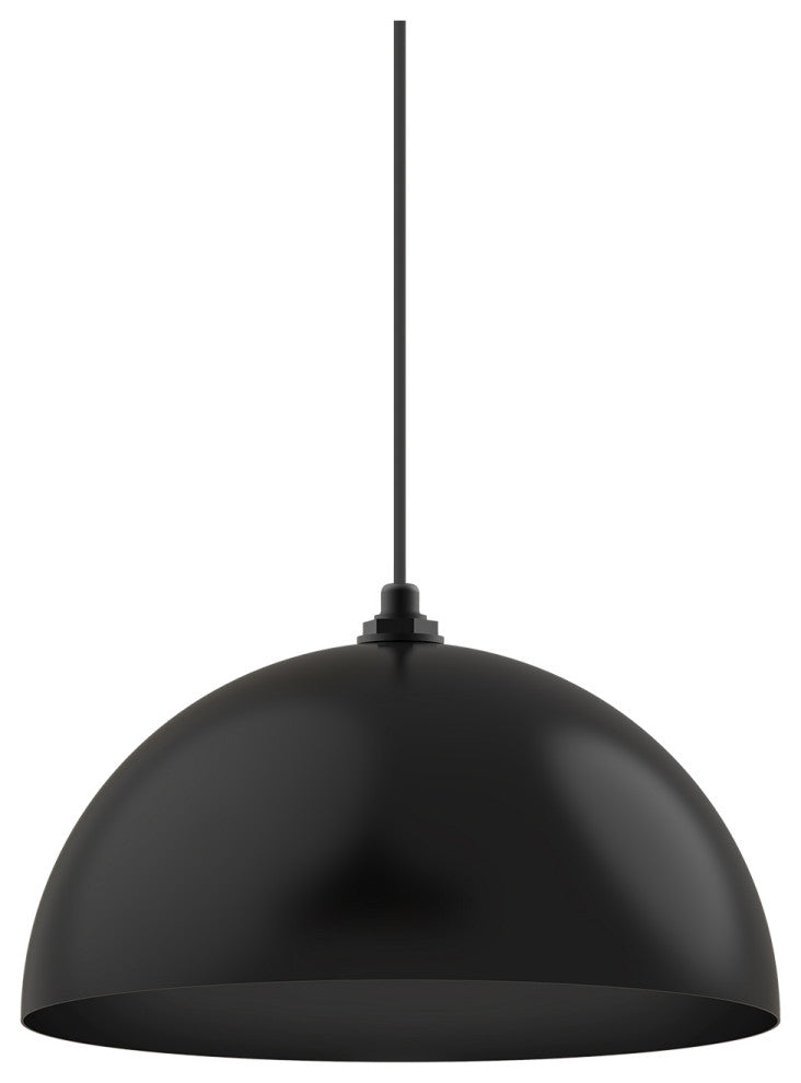 Kitchen Island Light - The Melrose 18" Dome - Modern Bowl Pendant, Matte Black Interior