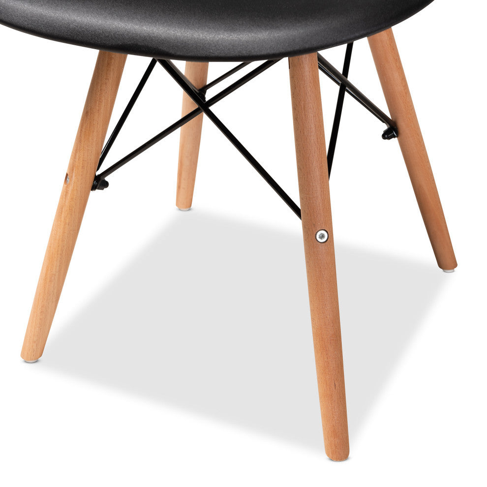 Russell Midcentury Modern 4-Piece Shell Side Chair Set Black