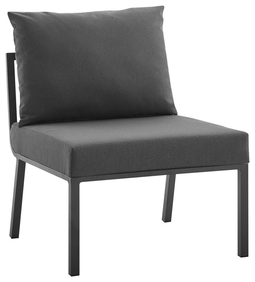 Riverside Outdoor Patio Aluminum Armless Chair Gray Charcoal