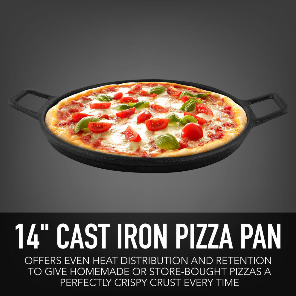 Kenmore 14 Inch Cast Iron Pizza Pan in Black