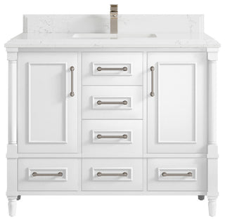 Aberdeen 42 Single Sink Bath Vanity in White 1.5" Empira Quartz