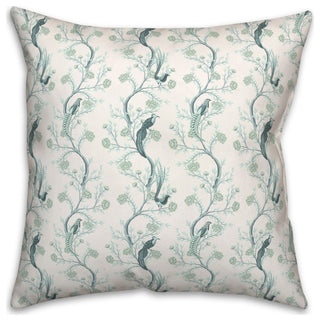 Vintage Birds On Branches Blue Mint 5 20x20 Spun Poly Pillow