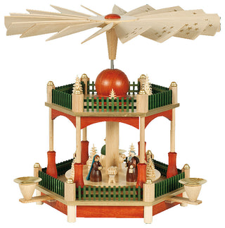 Richard Glaesser 2-Tier Pyramid With Nativity Scene- Stained Finish
