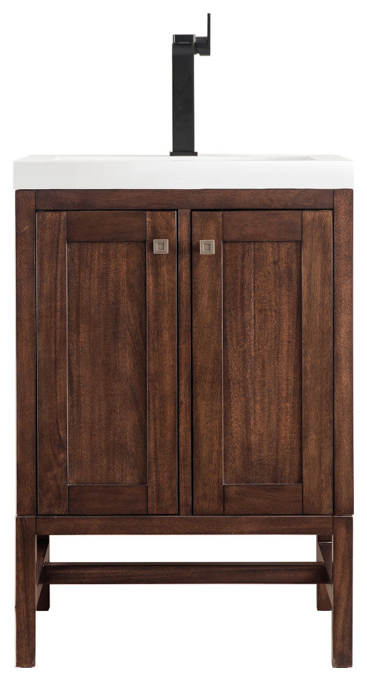 Addison 24" Vanity, Acacia, White Glossy Resin Countertop