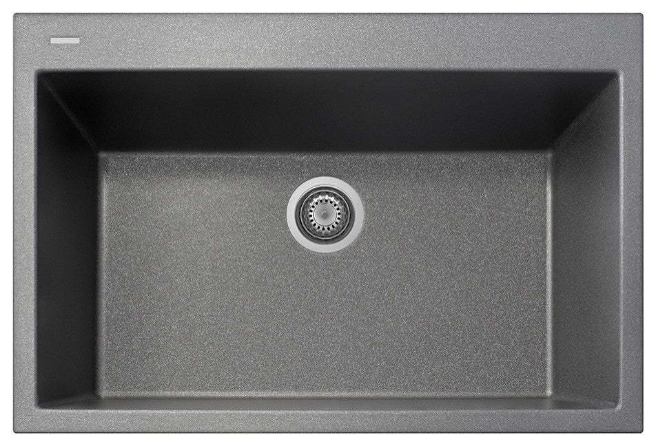 One Series 33" Drop-In Single-Bowl Granite Sink, Titanium, Drop-in