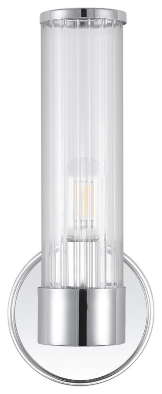 Cecil Tall Cylinder Iron/Striped Glass Modern LED Vanity, Chrome, 1-Light