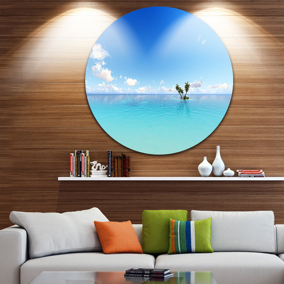 Blue Corals Island Sea, Seashore Round Wall Art, 23"
