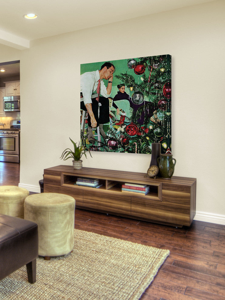 "Trimming the Tree" Painting Print on Canvas by George Hughes