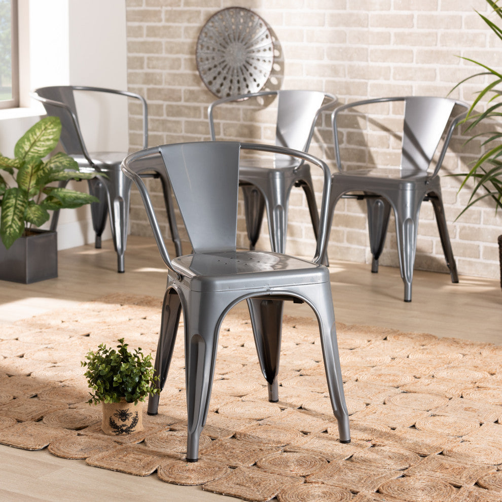 Lianne Industrial 4-Piece Dining Chairs, Gray
