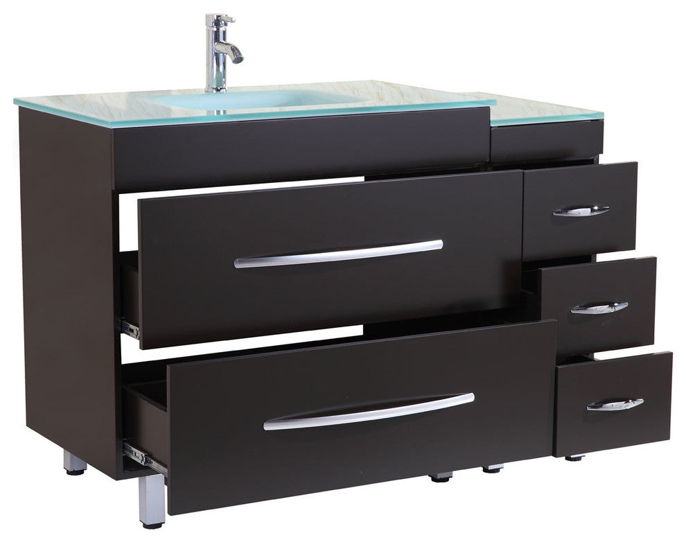 108" Black Vanity, 36" Double Sink Bases, Triple 12 Drawer Bases, LV4-C21-108-B