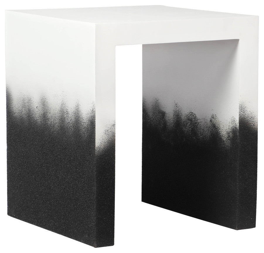 Matra Black and White End Table, Modern Square Side Table