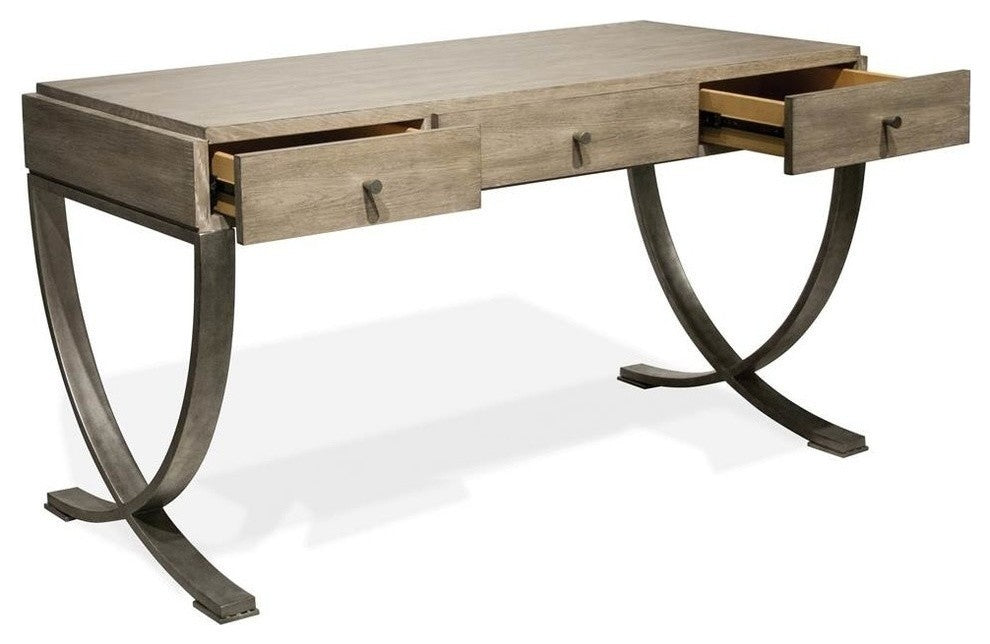Riverside Furniture Sophie Wood and Metal Writing Desk in Natural