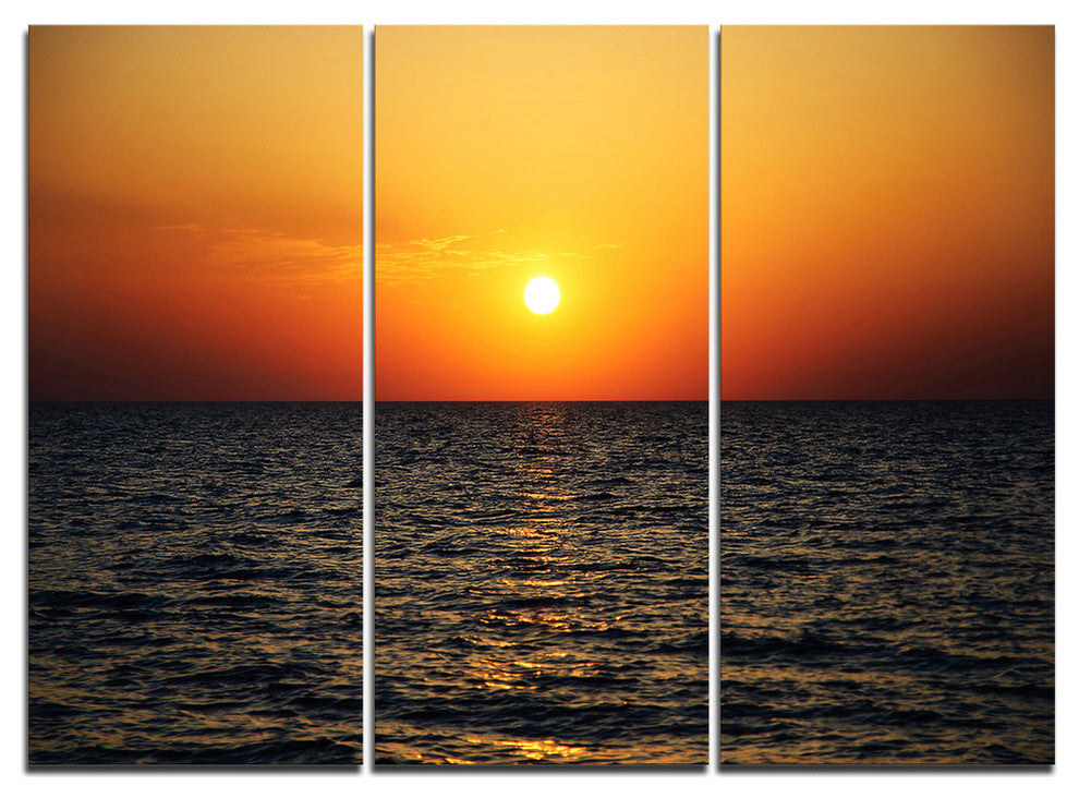 "Sunset Panorama Under Sea Surface" Metal Wall Art, 3 Panels, 36"x28"