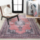 Bausch Distressed Chenille Washable Dark Pink/Black/White 5 ft. x 8 ft. Area Rug